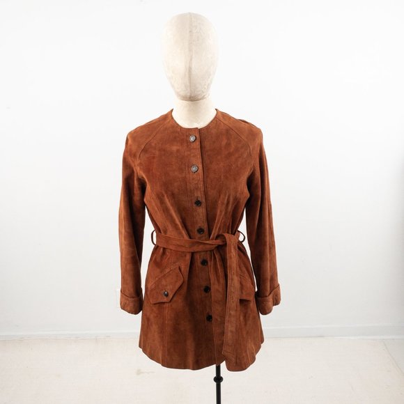 Vintage 70s SM Saks Suede Leather Jacket Coat Rust - Picture 10 of 10